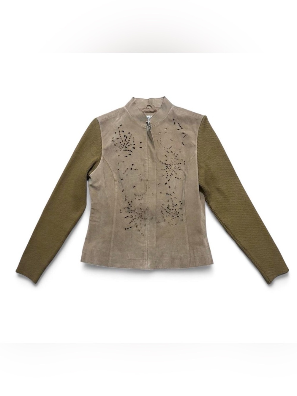 Women's Coldwater Creek Tan Leather Laser Cut Jacket
